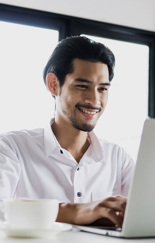 A professional on his computer