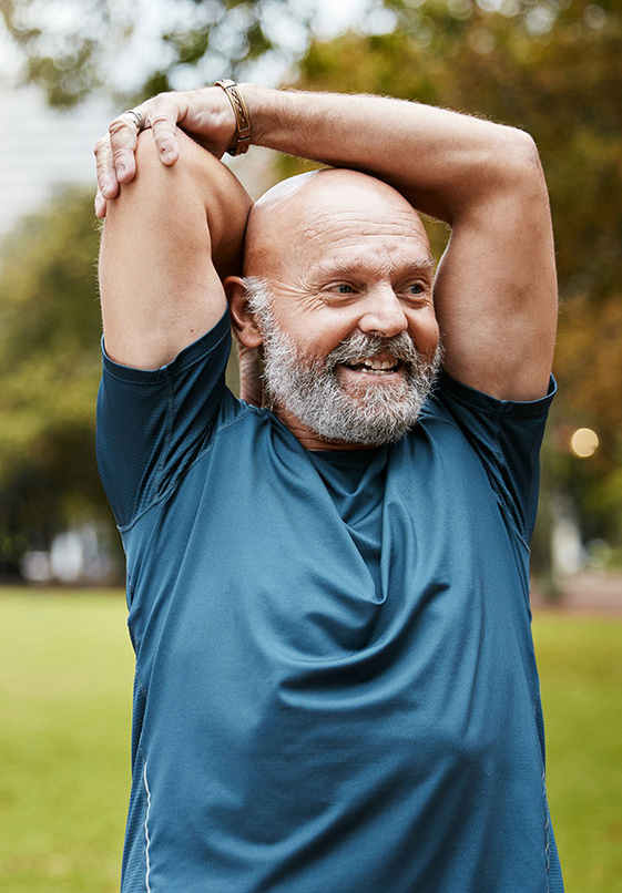 A man getting ready to exercise 