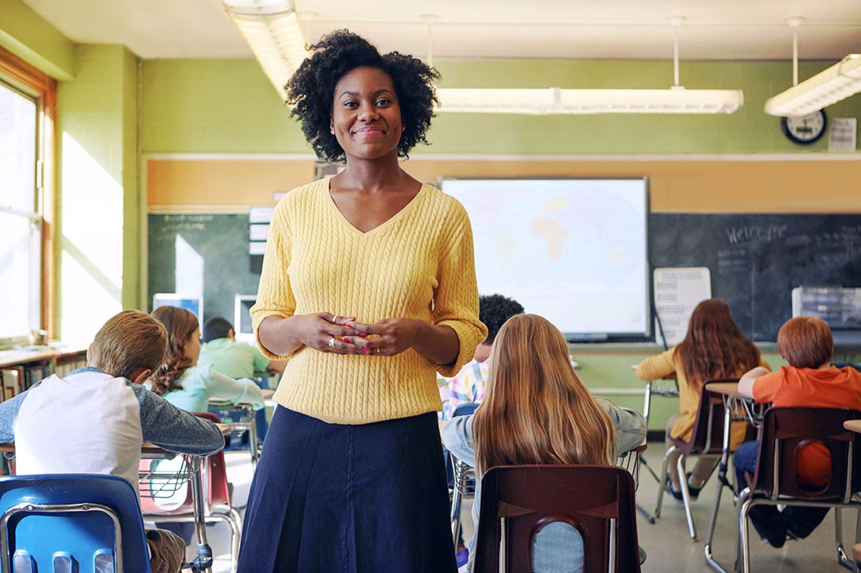 A teacher in a classroom