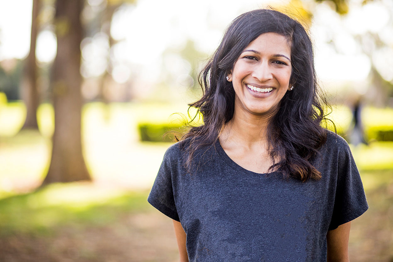 A woman with a smile