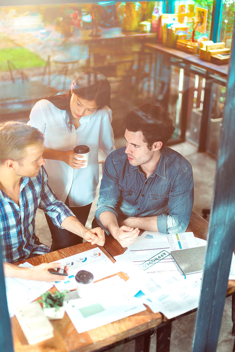 Employees in an informal meeting